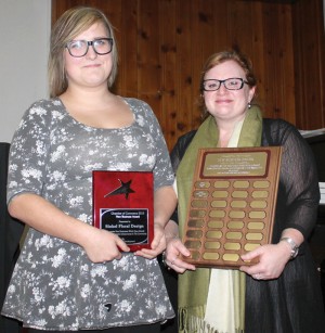 Iris Krosse of Sinkel Floral Design accepted the New Business Award from Town of Fort Macleod economic development manager Virginia Wishart.