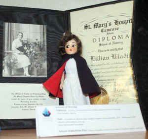 A display that was part of a travelling exhibit of the College and Association of Registered Nurses of Alberta.