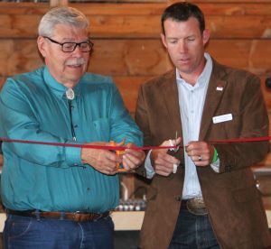 MD of Pincher Creek Reeve Brian Hammond and Foothills MP John Barlow cut the ribbon to officially open the barn. 