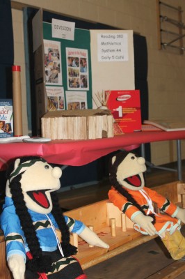 Student work was displayed in the gymnasium. 