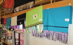 Student work was displayed in the gymnasium. 