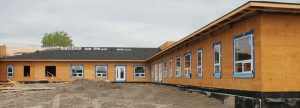 The exterior of the west wing of the new lodge.
