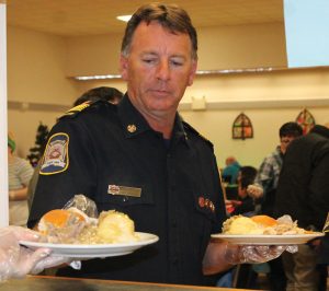 Fort Macleod Fire Chief Al Zoeteman helped serve dinner.