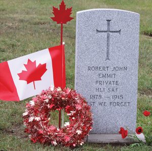 The grave of Private Robert Emmit.