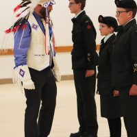 Reviewing Officer Jim Bennett inspects the 2385 Kainai Royal Canadian Army Cadet Corps.