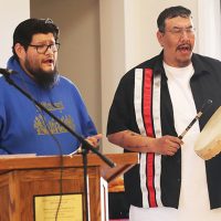 The drum group Yellowtail, including Shane Across the Mountain and DJ Jacobs, performed an honour song.